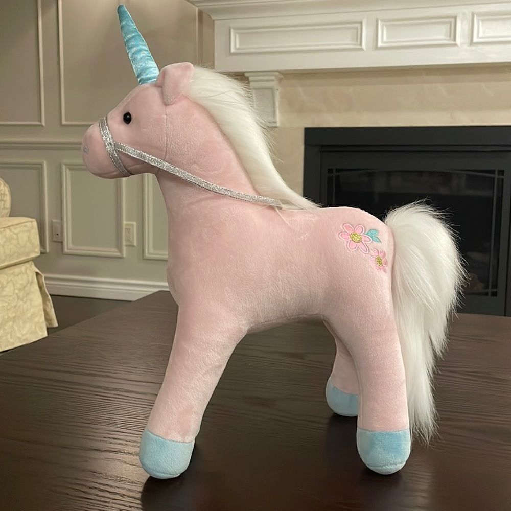 Gund Starflower Unicorn Plush Stuffed Animal 14” Pale Pink Blue Horn 6049793